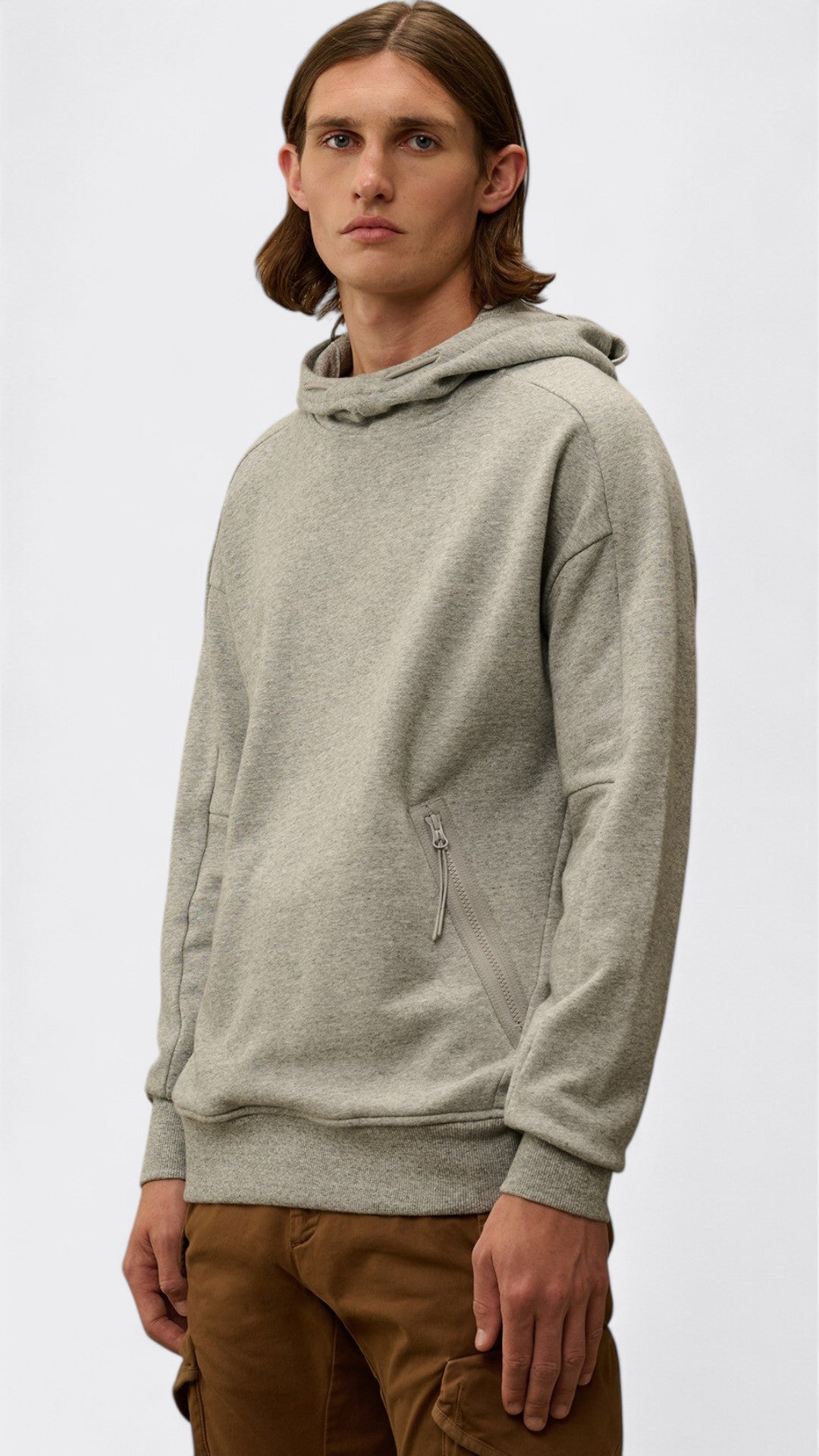 Diagonal Raised Fleece Goggle Hooded Sweatshirt