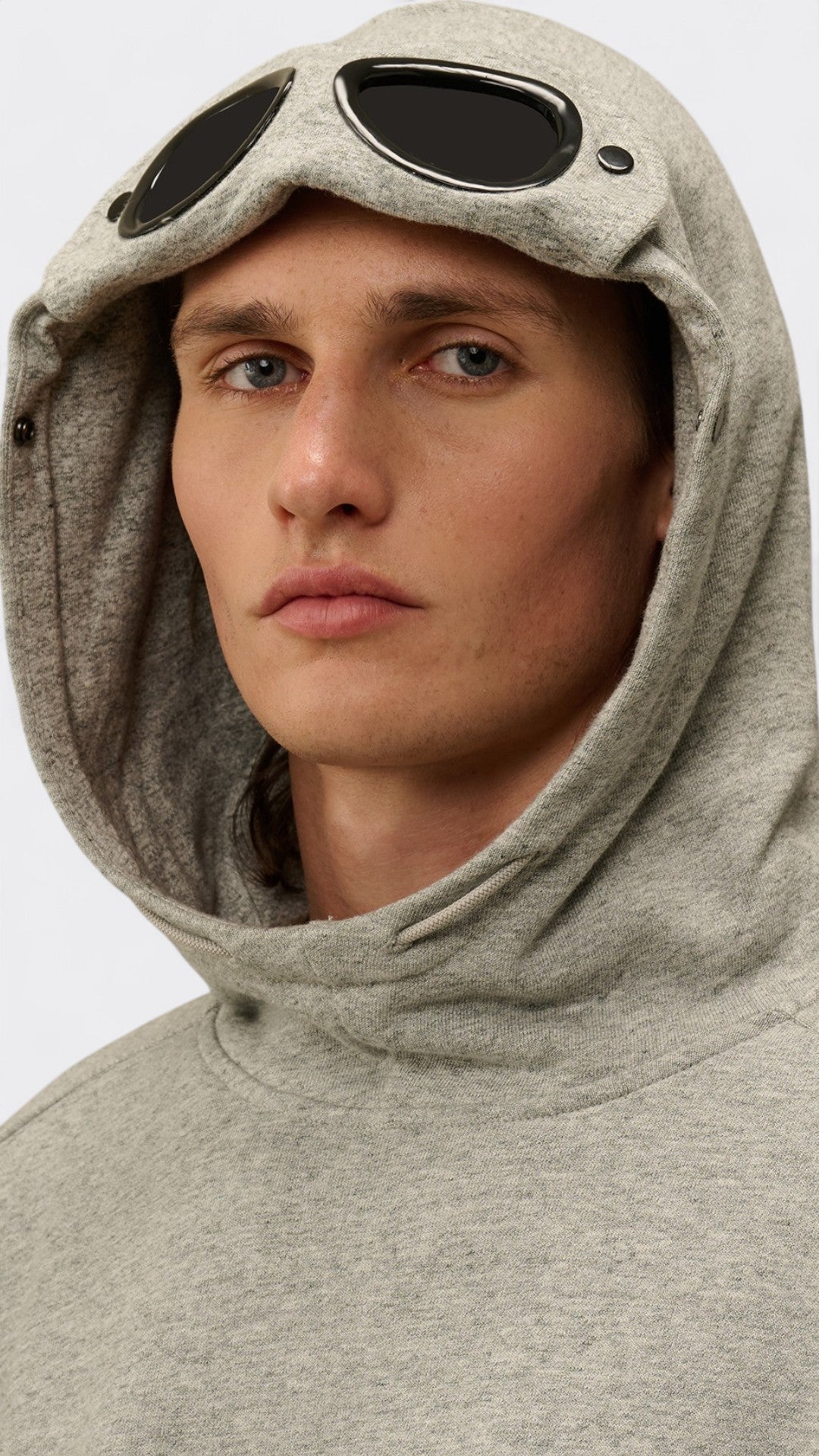 Diagonal Raised Fleece Goggle Hooded Sweatshirt